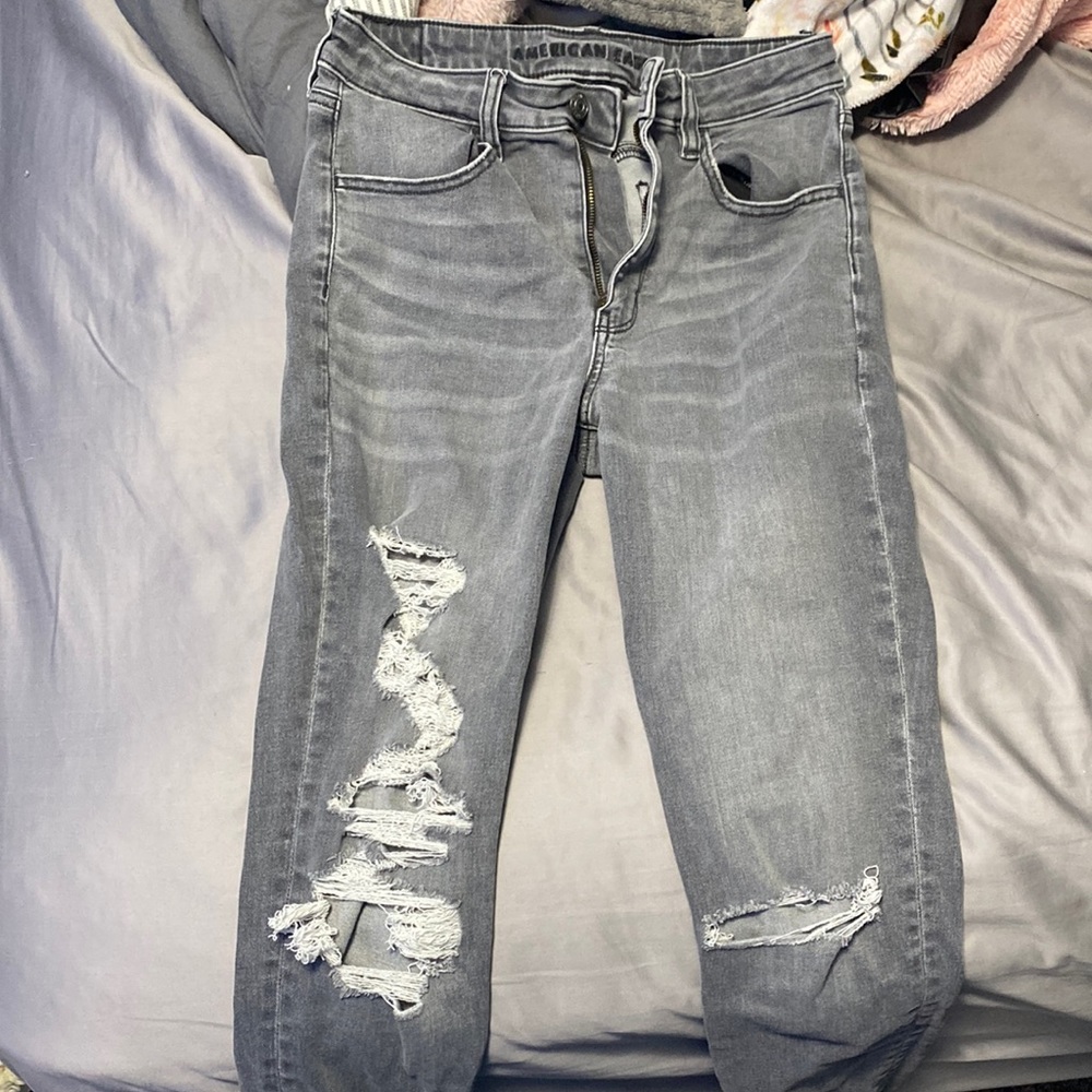 American Eagle, high rise grey jeggings, US size 6, lightly worn